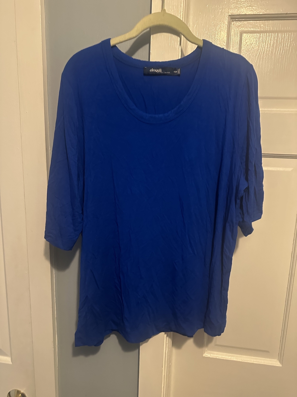 Eloquii Cobalt Blue 3/4  Rauched Sleeve Crew Neck Top 18/20W